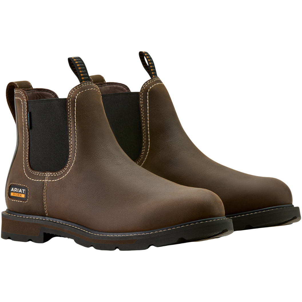 2025 Ariat Mens Groundbreaker Chelsea Waterproof Soft Toe Work Boot 10063854 - Dark Brown